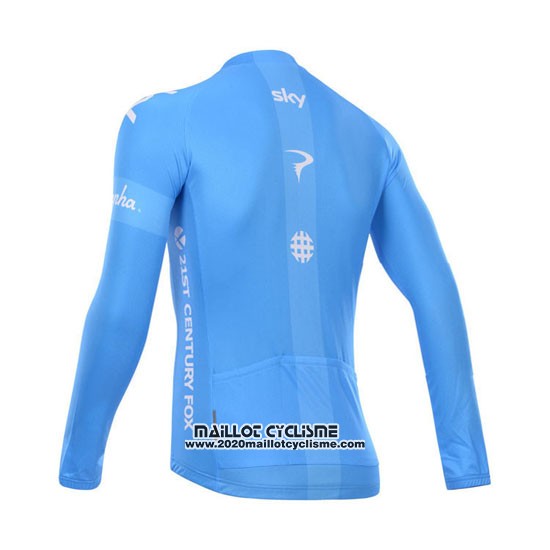 2014 Maillot Ciclismo Sky Blanc et Azur Manches Longues et Cuissard